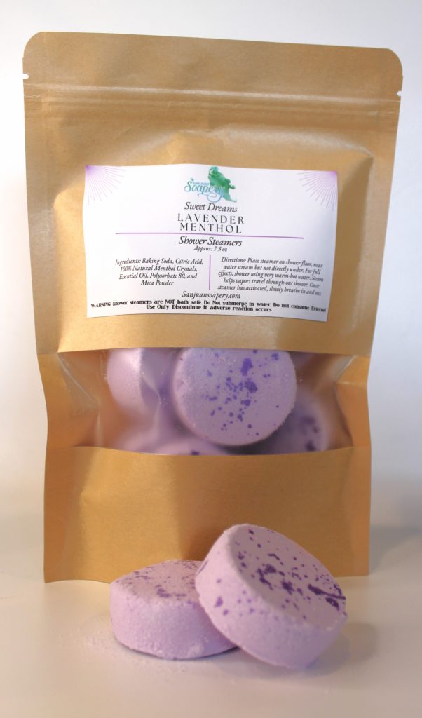A bag of lavender macaroon cookies