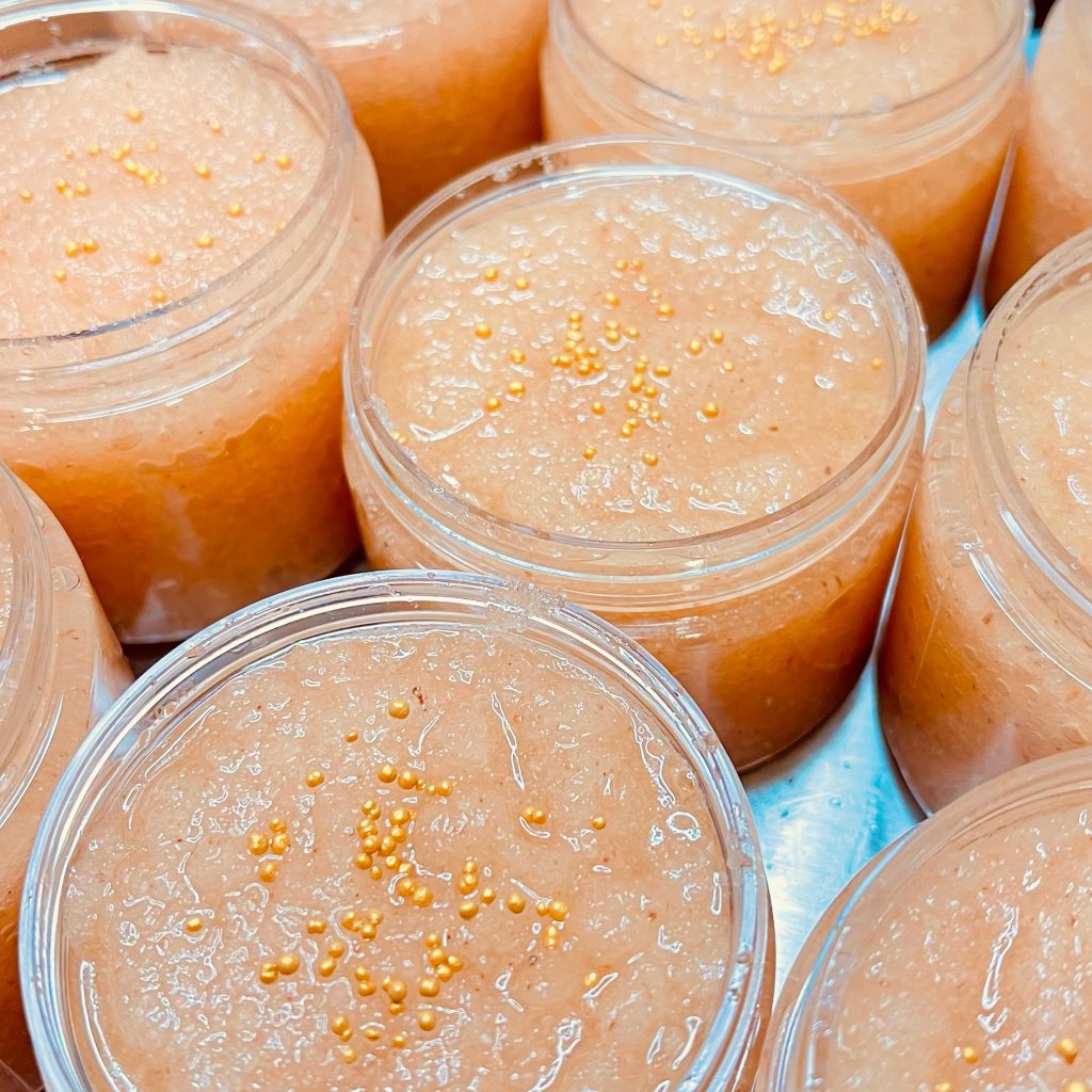 A close up of many jars of food