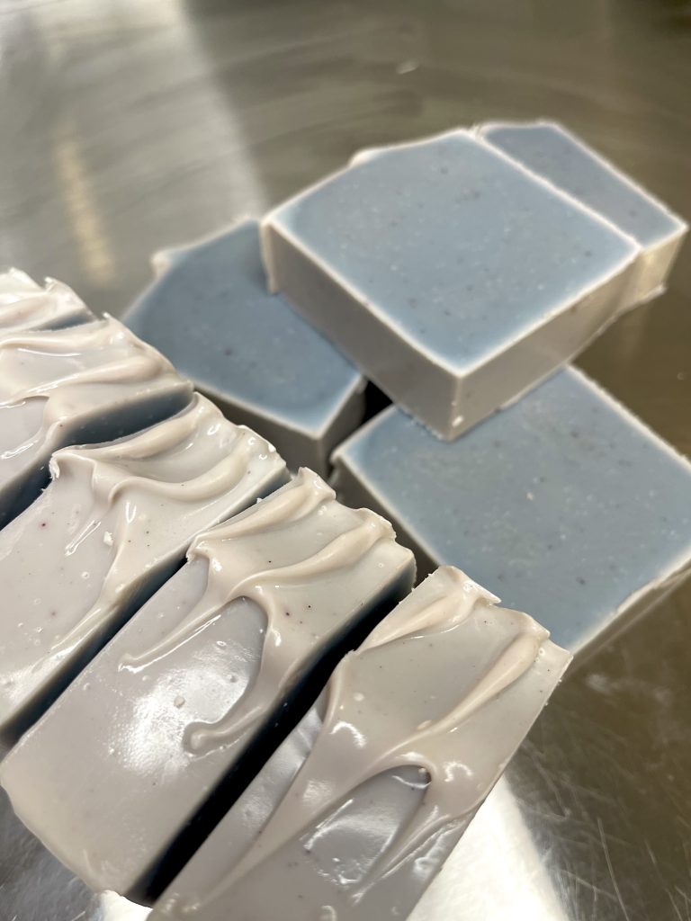 A close up of some soap on top of a table