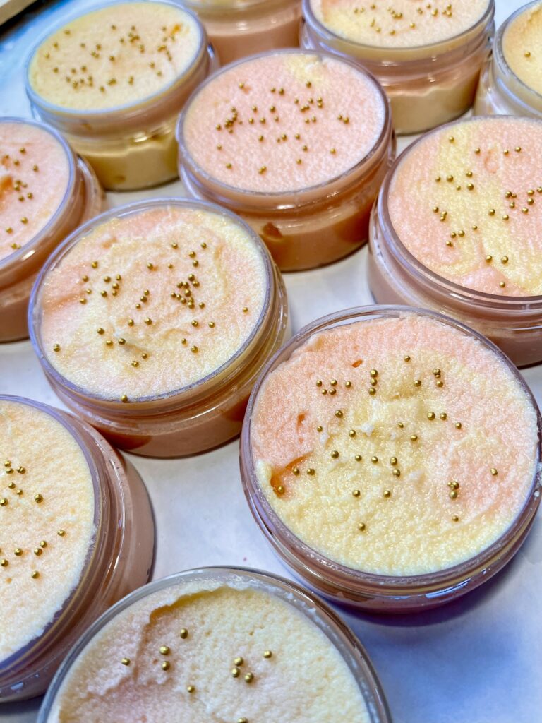 A close up of some jars with different types of food